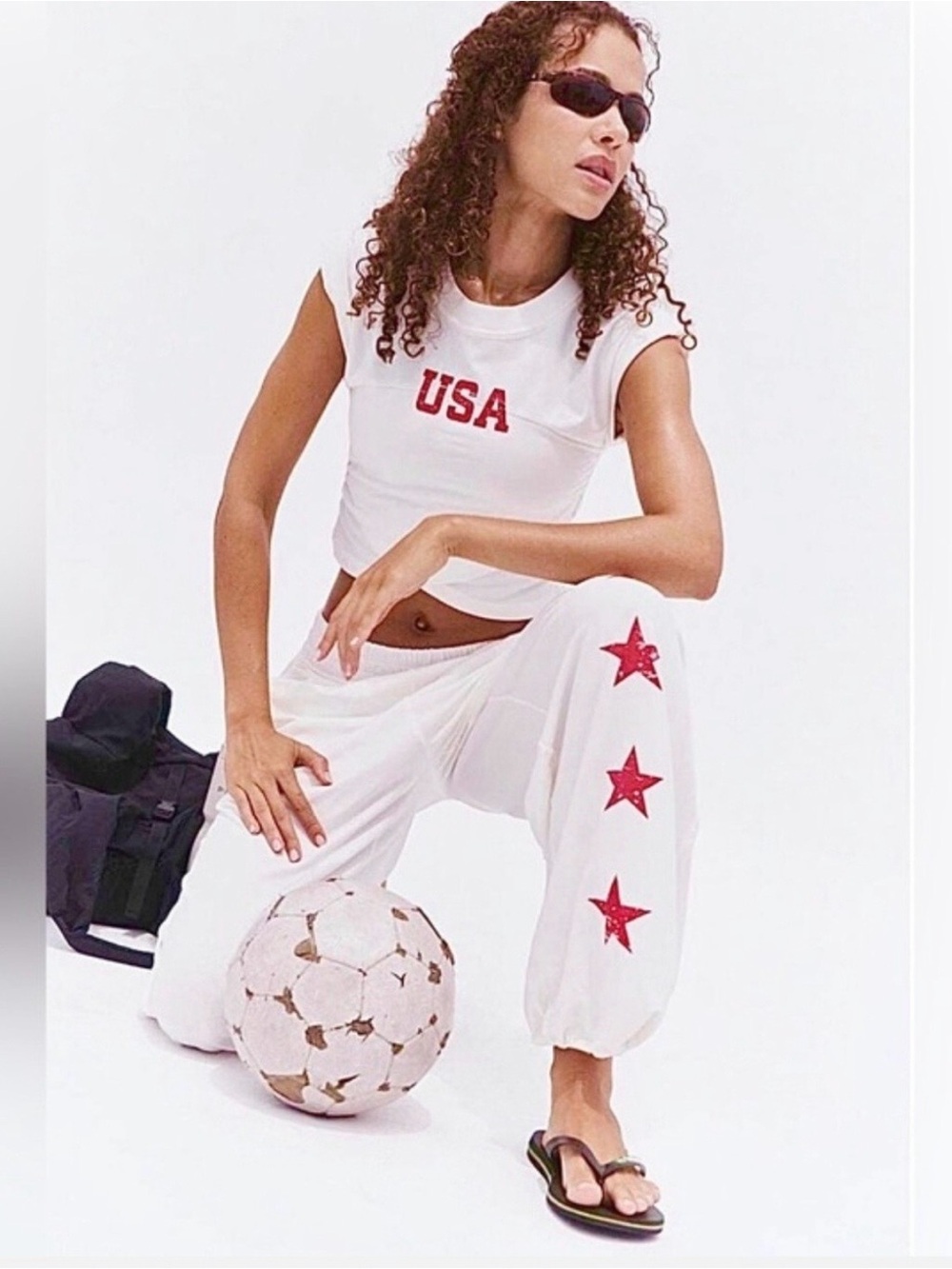 FP Movement by Free People White Joggers & crop top team USA sold out